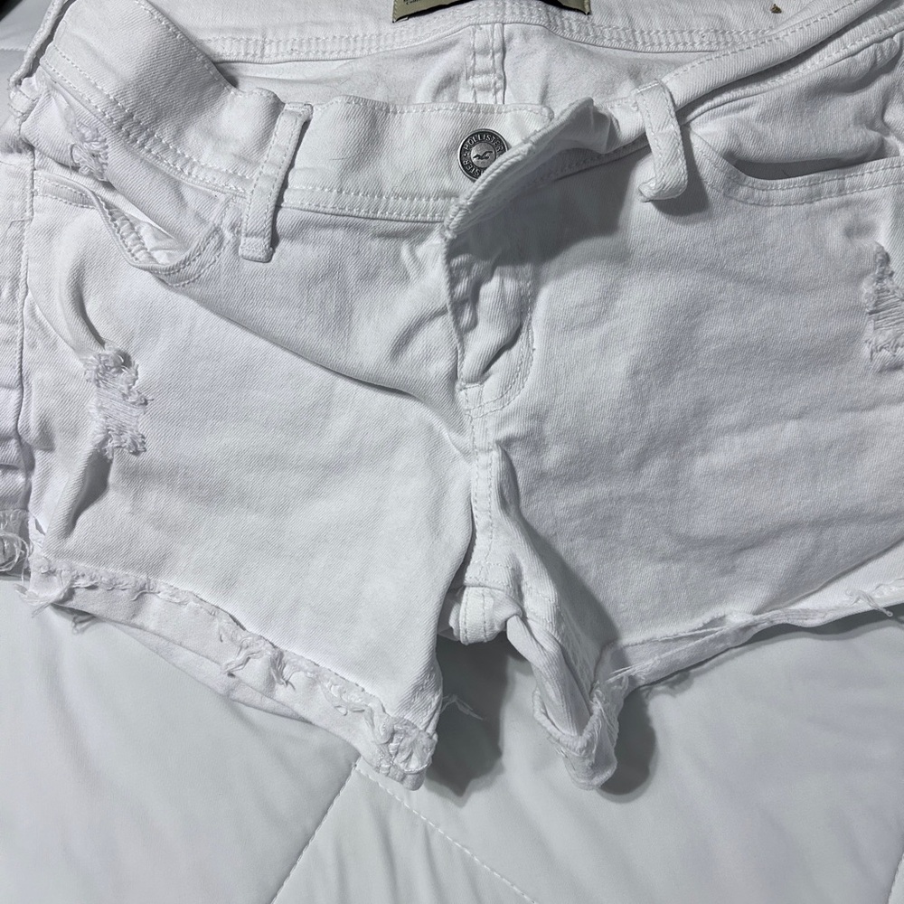 Hollister White Distressed Jean Shorts